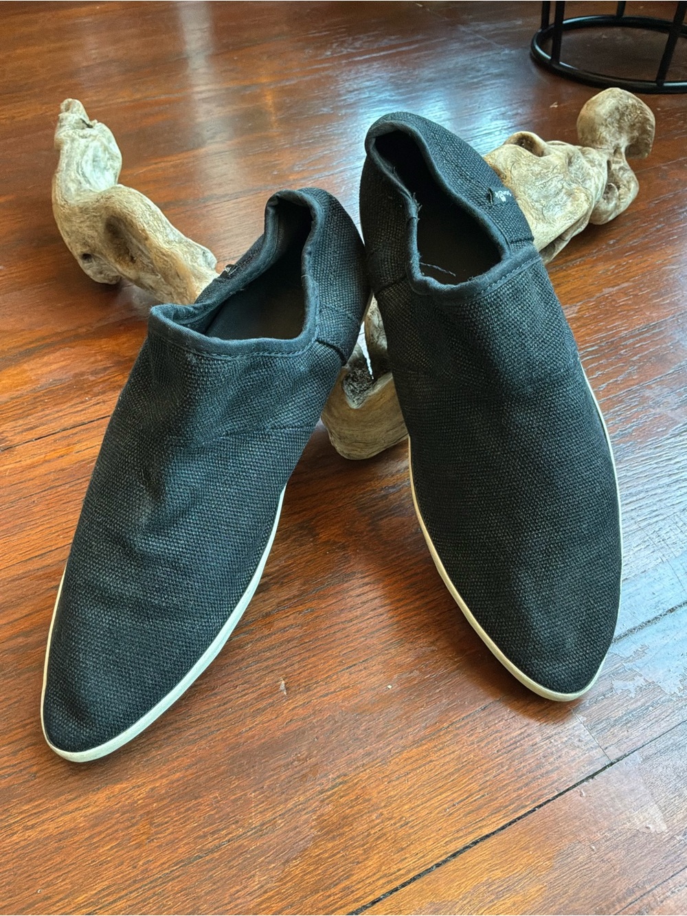 Sanuk Black Slip-On Canvas Loafers